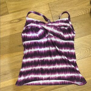 Purple and White Athleta Tankini Swim Top
